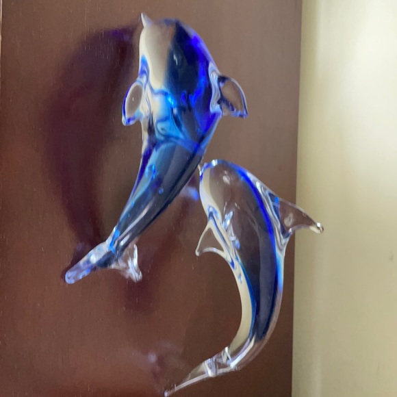Glass dolphins 6” - Picture 1 of 2
